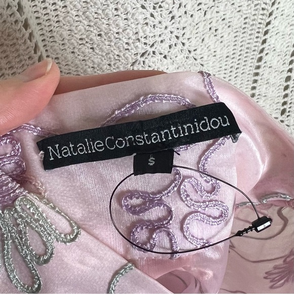 NWOT Designer Natali Women’s Maxi Skirt Sz Small Pink Floral Embroidered Overlay - Picture 6 of 6